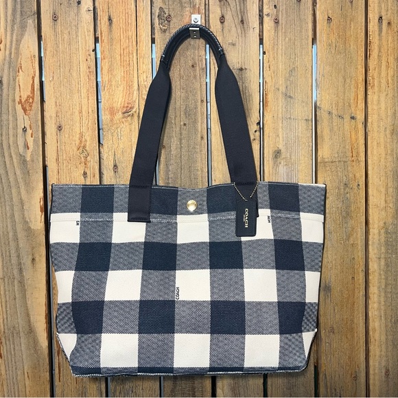 Coach Canvas Blue and White Tote - Picture 1 of 8
